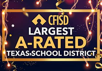 Cfisd district - CFISD also offers a local optional homestead exemption of 20 percent of the appraised value of a home. When paired with the current $40,000 state exemption, a CFISD taxpayer with a home valued at $350,495 (the district average) would pay a tax based on $240,396 of value. View additional property tax information on the …